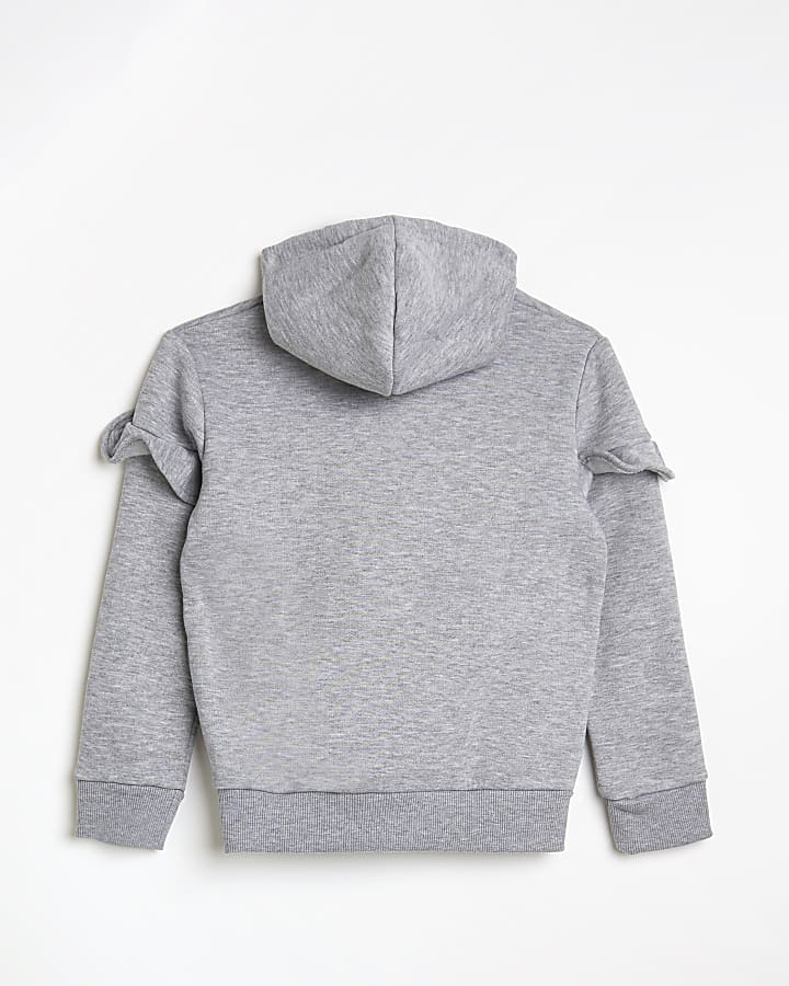 Girls Grey HYPE Frill Hoodie