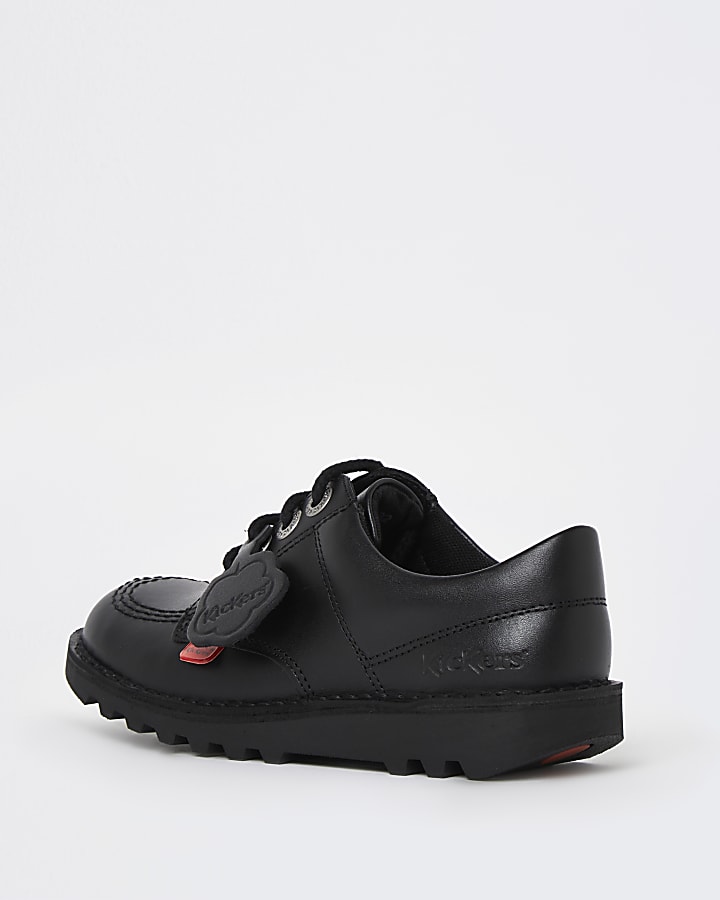 Girls black Kickers leather lace up shoes