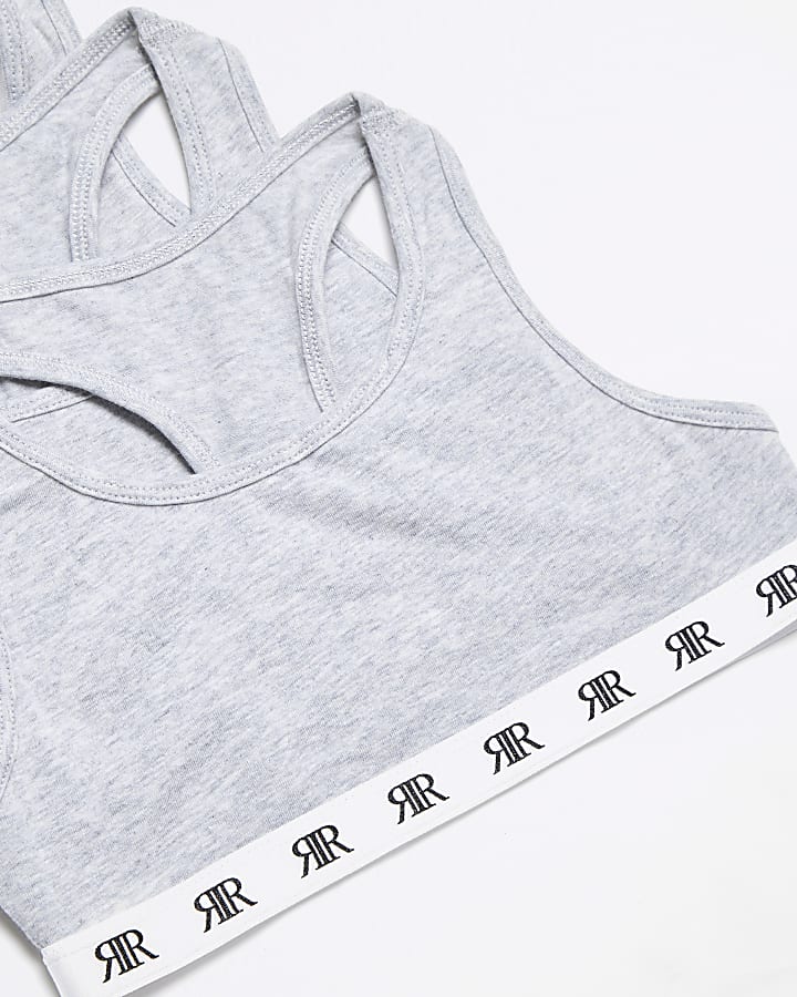 Girls grey RI racer crop top 3 pack