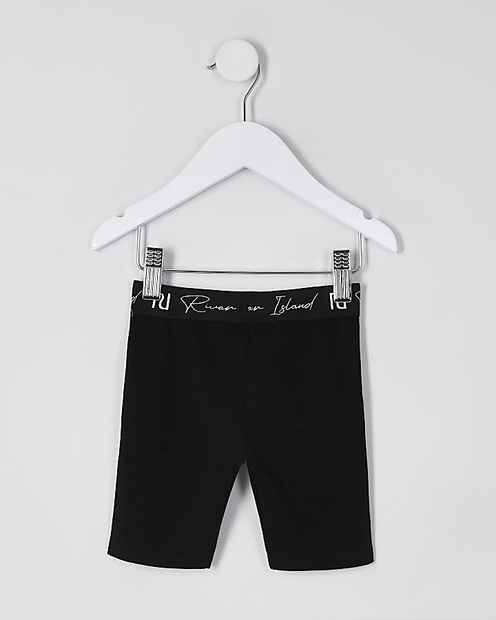 Mini girls black RI waistband cycling short