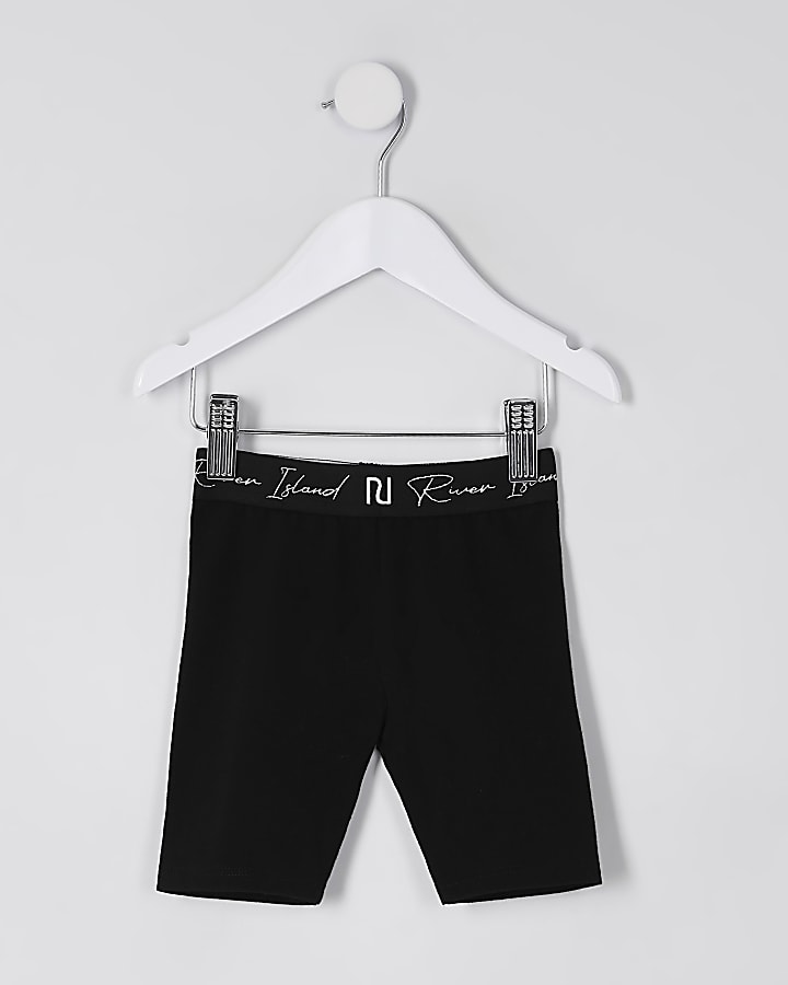 Mini girls black RI waistband cycling short