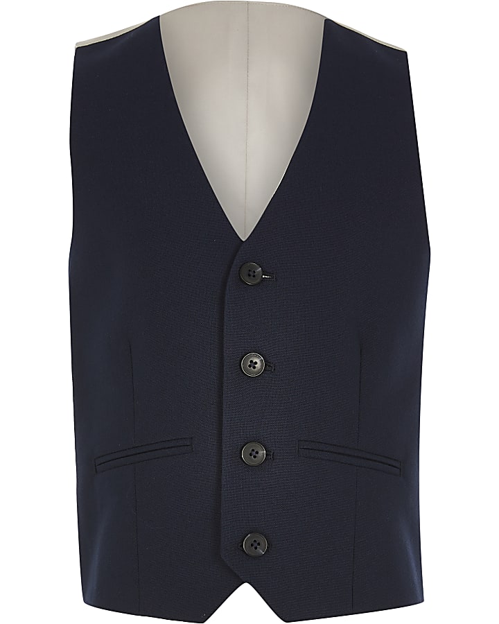 Boys navy button up waistcoat