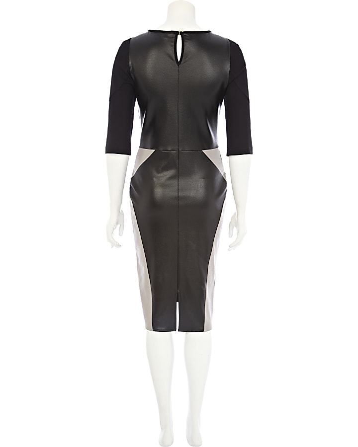 Grey colour block bodycon dress