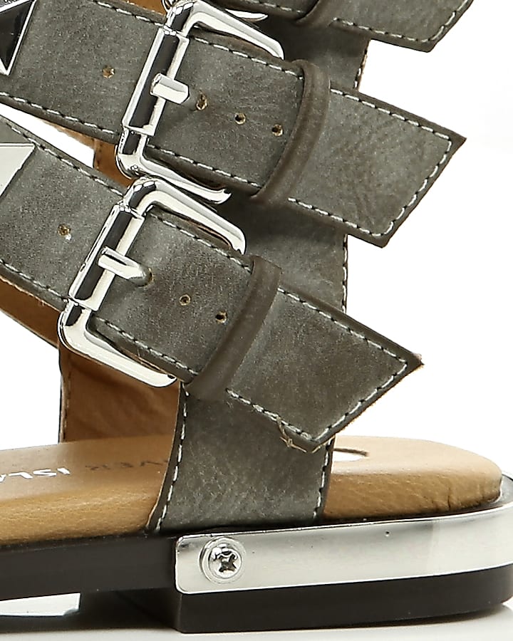 Grey studded Gladiator sandals
