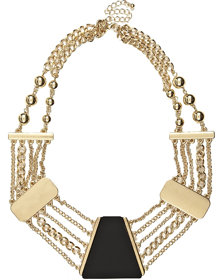 Black short statement necklace
