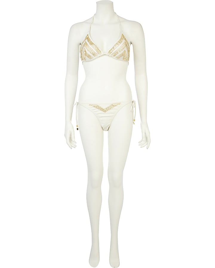 Cream Pacha embellished bikini bottoms