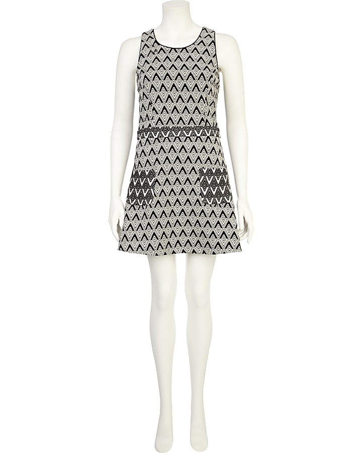 Black and white printed pinafore dress