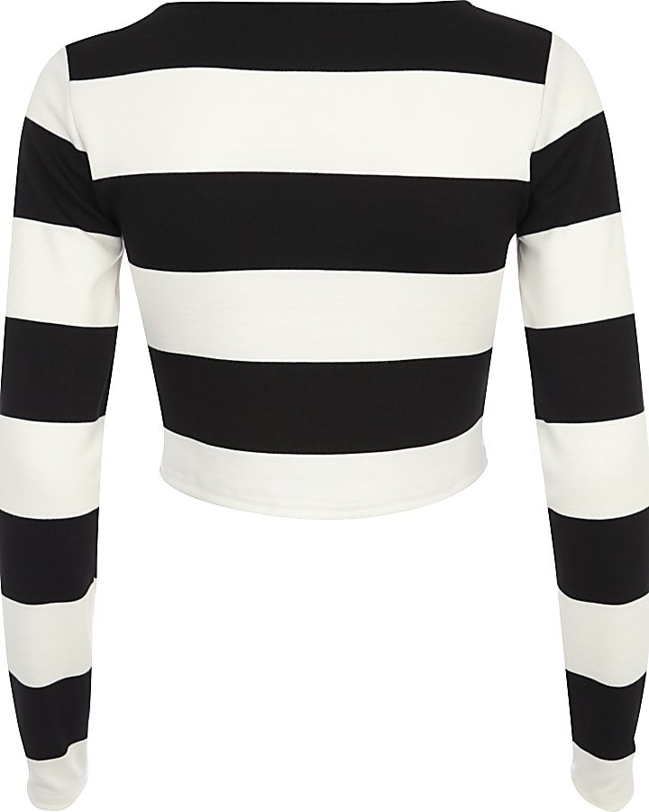 Black and white chunky stripe crop top