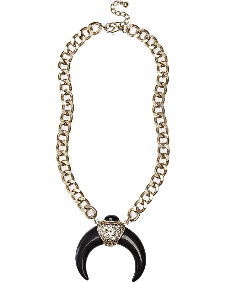 Black tusk short chunky necklace 