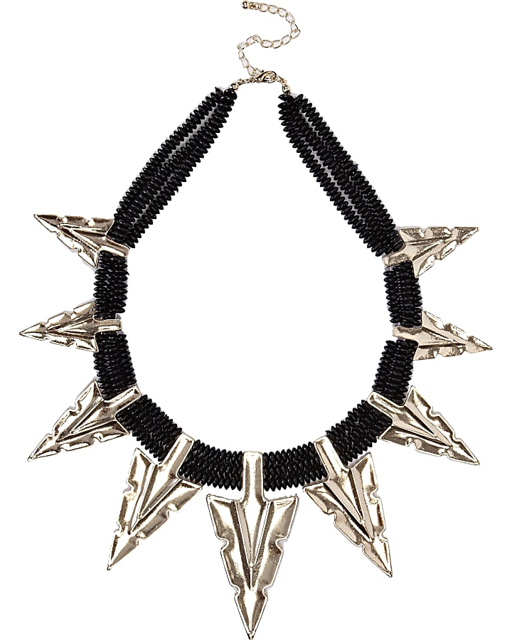 Black oversized arrowhead statement necklace