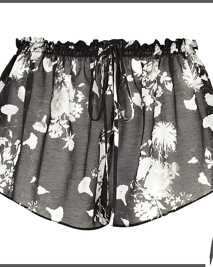 Black floral print Rihanna sheer shorts