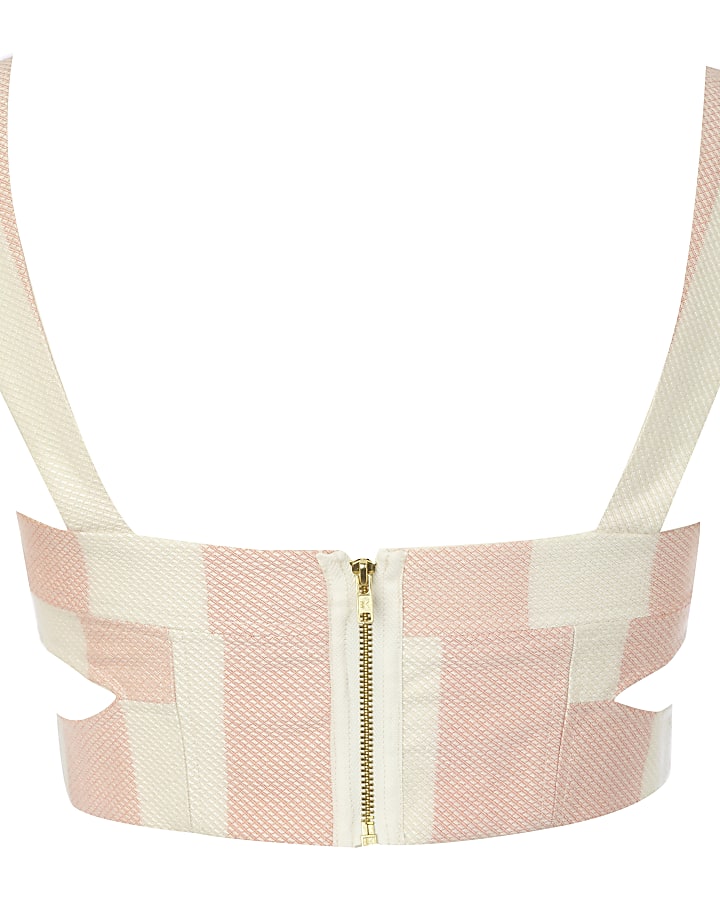 Pink and white stripe cut out bralet