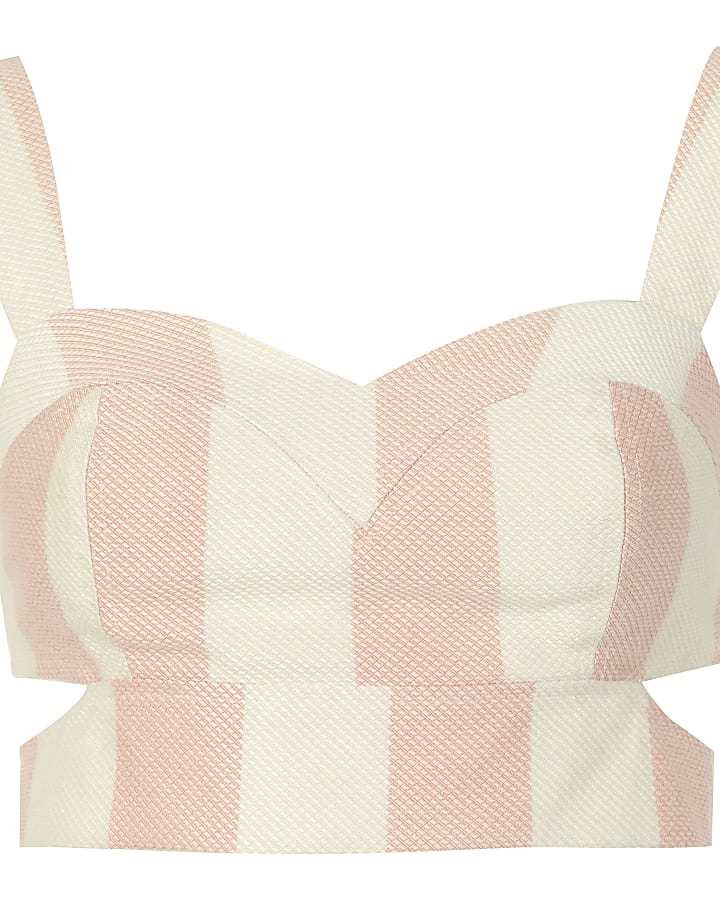 Pink and white stripe cut out bralet