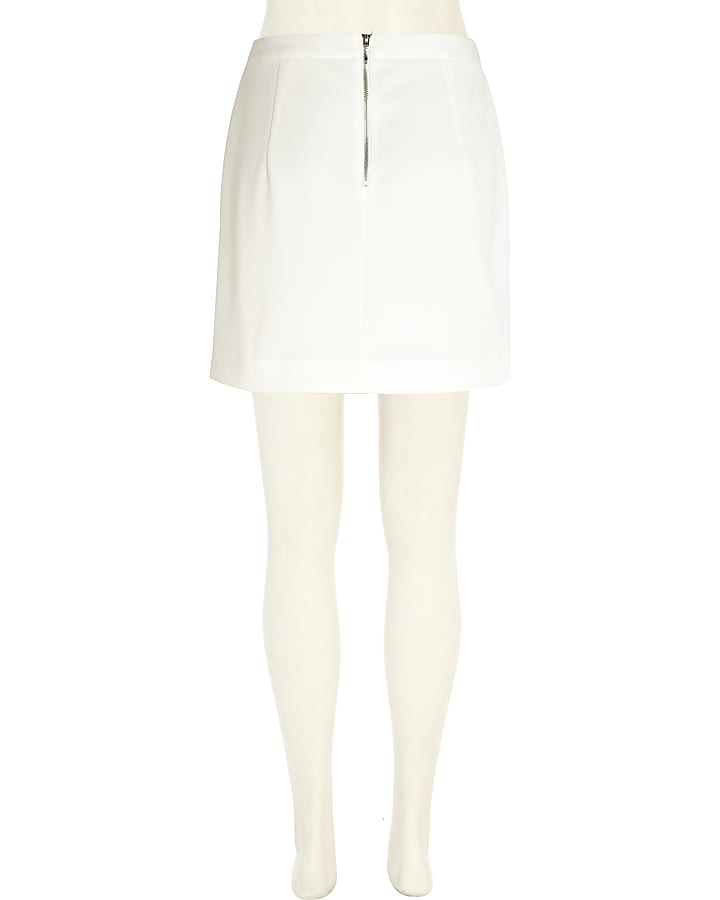 White wrap mini skirt