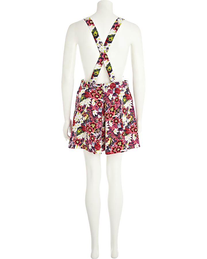 Pink floral pinafore skirt