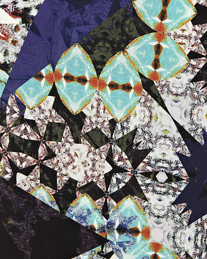 Blue kaleidoscope print crop top