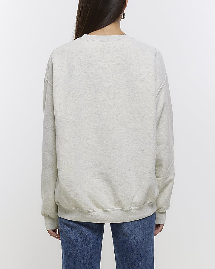 Beige graphic print sweatshirt