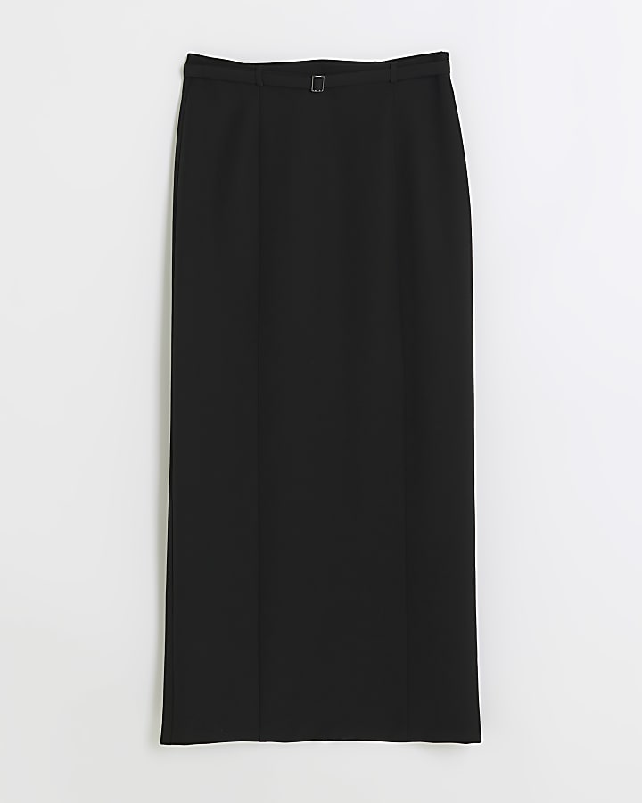 Black belted maxi skirt