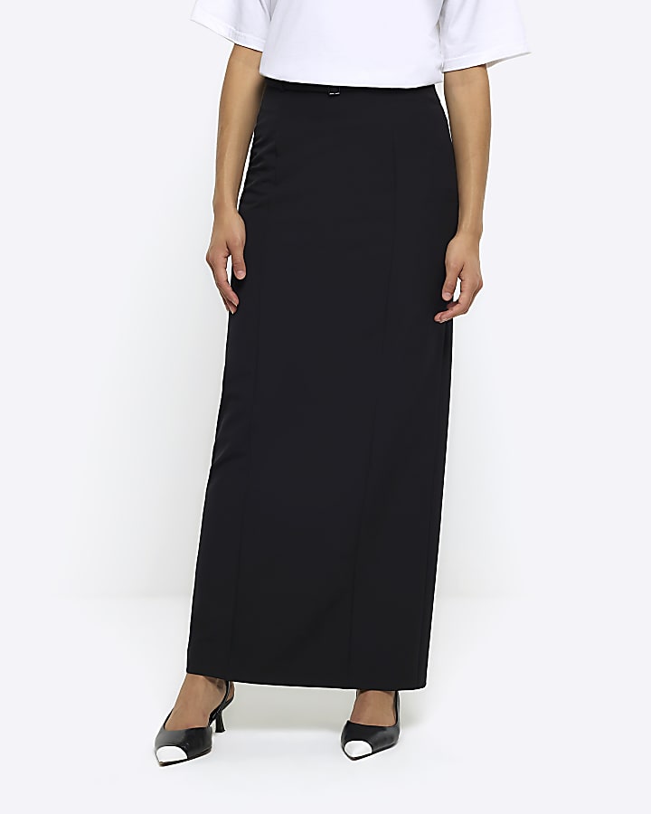 Black belted maxi skirt