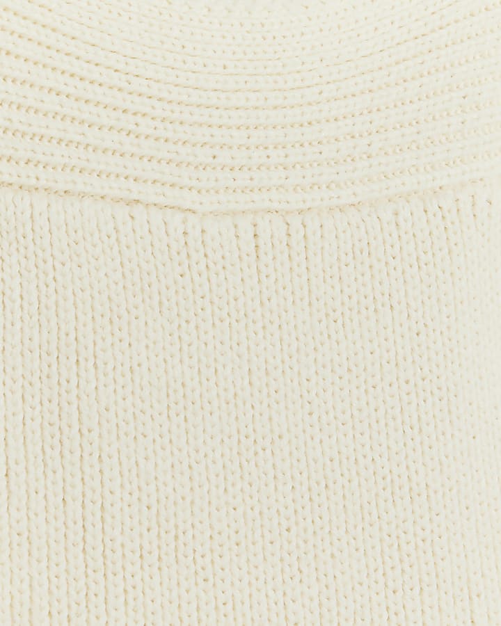 Cream square neck jumper mini dress