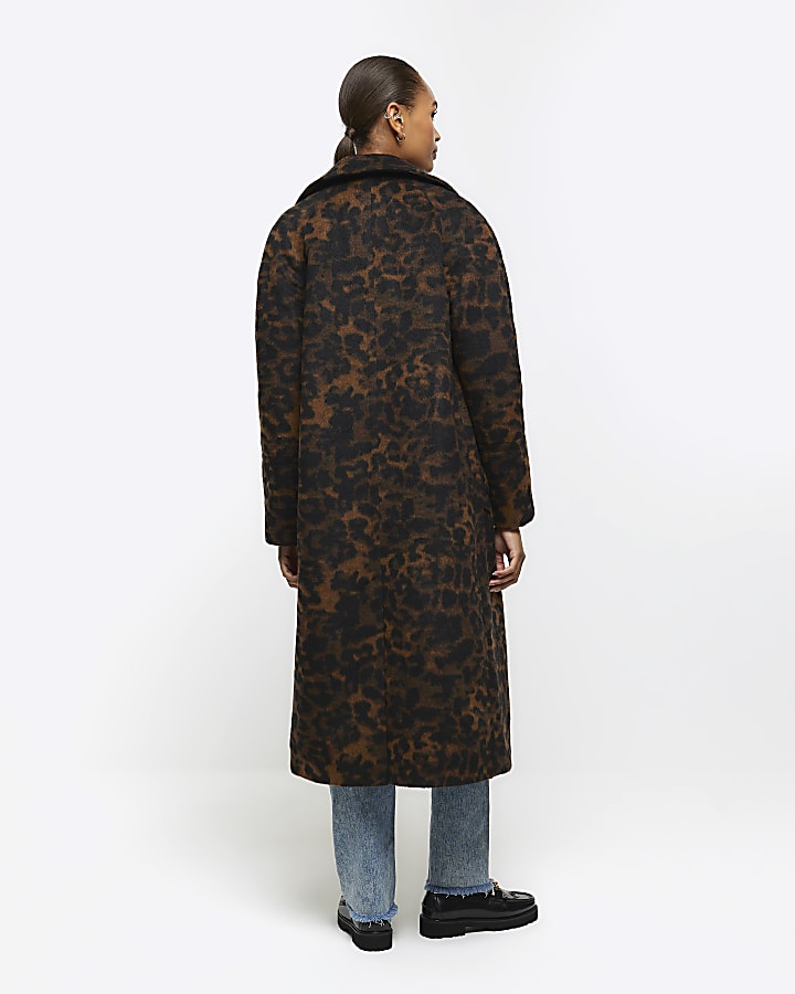 Brown leopard print oversized coat