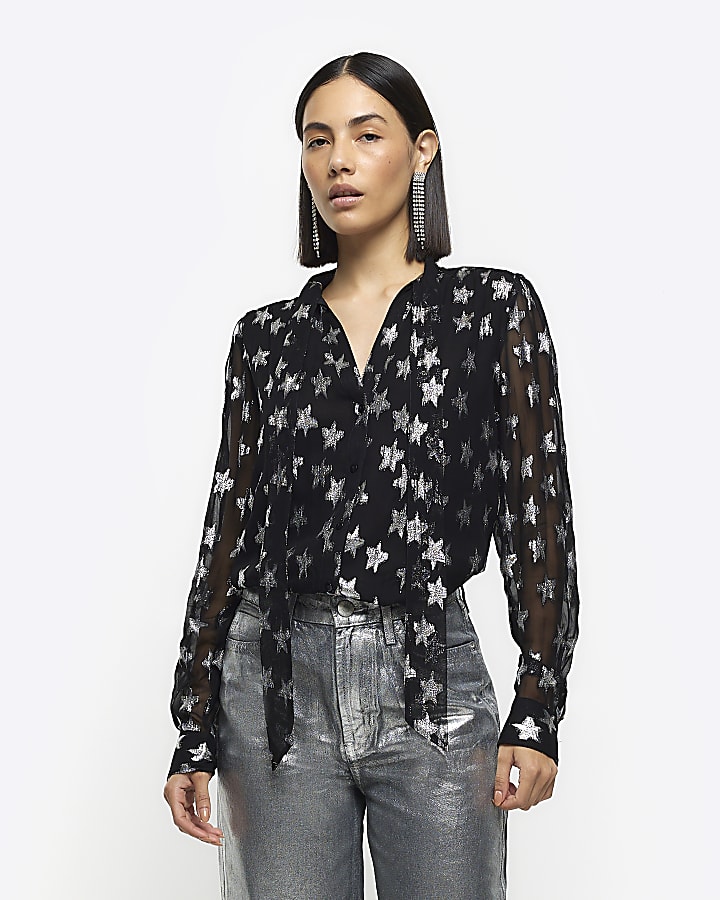 Black shirt womens river island online