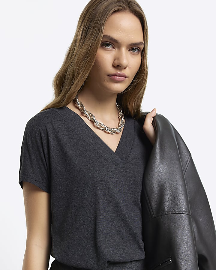 Grey v-neck t-shirt