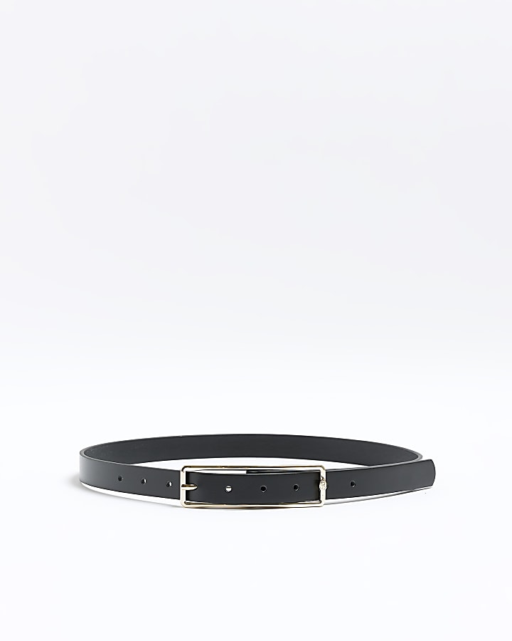 Black slim buckle belt