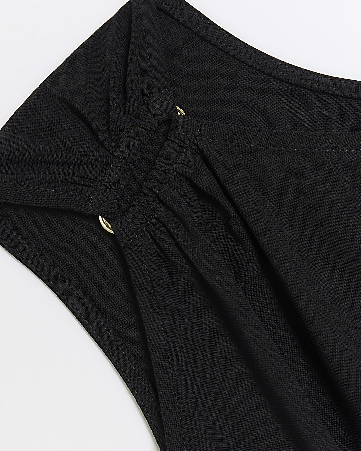 Black off shoulder drape top