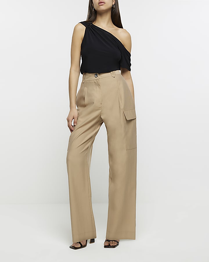 Black off shoulder drape top