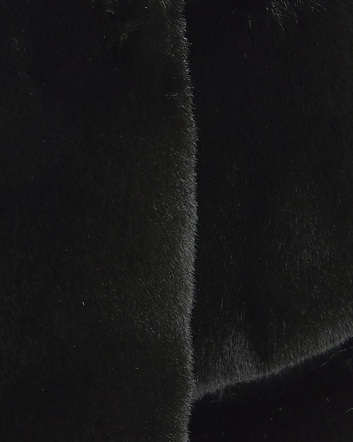 Black panelled faux fur coat