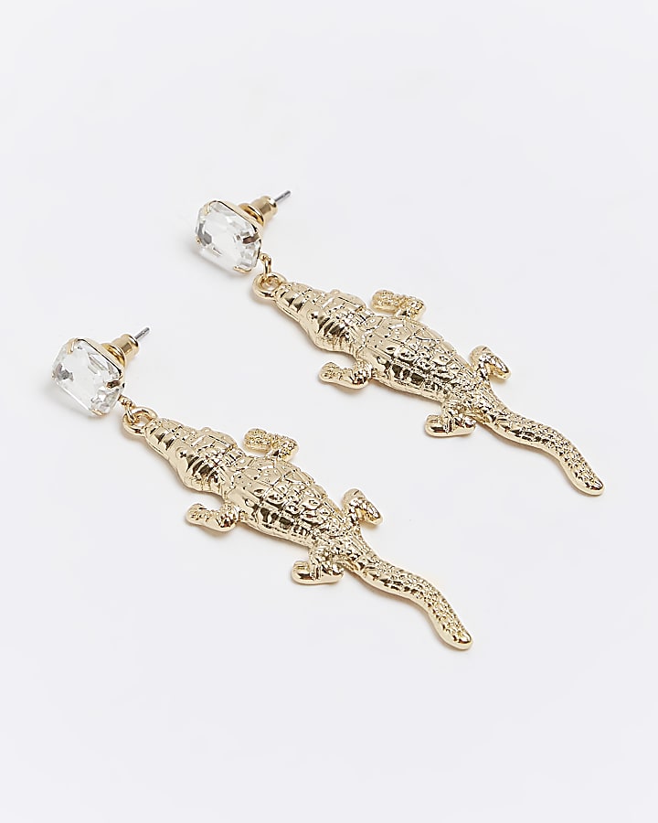 Gold Crocodile Earrings