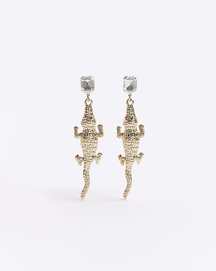 Gold Crocodile Earrings