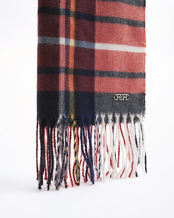 Red tartan check scarf