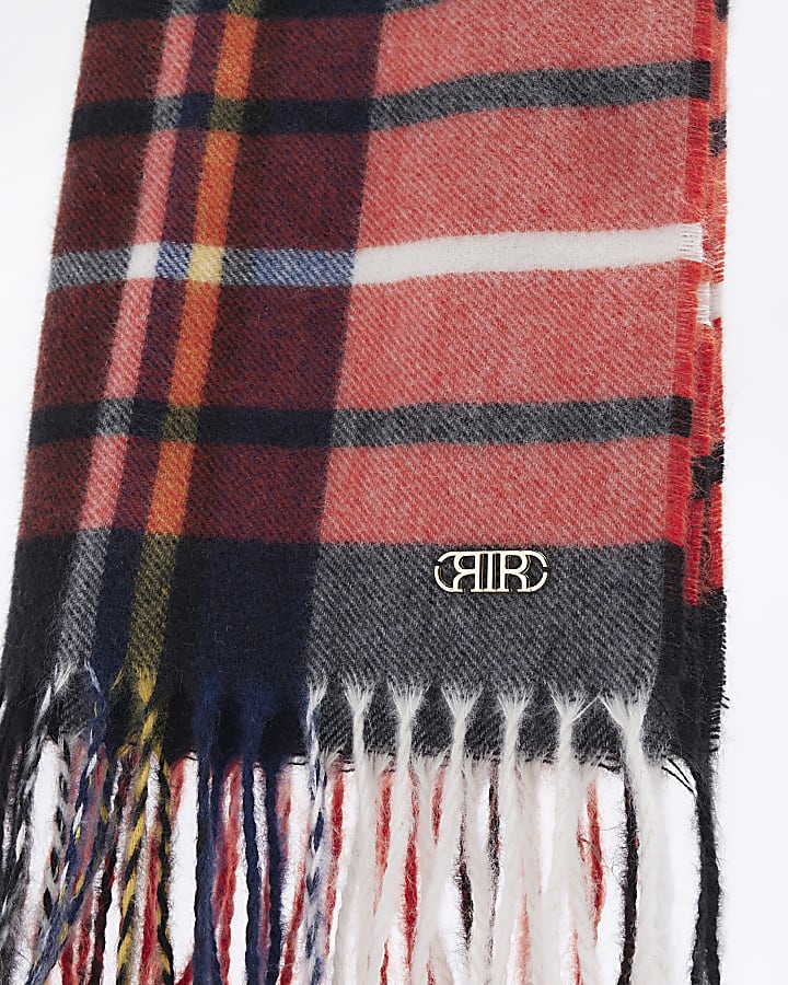 Red tartan check scarf