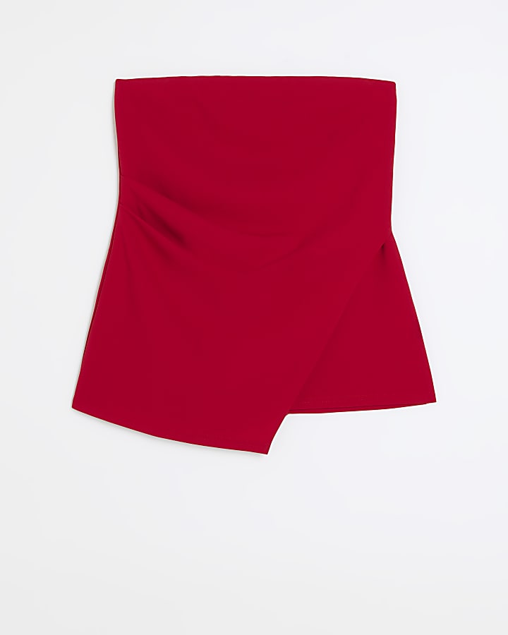 Red bandeau asymmetric top