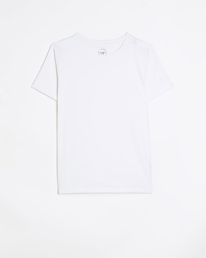 White rolled sleeve t-shirt