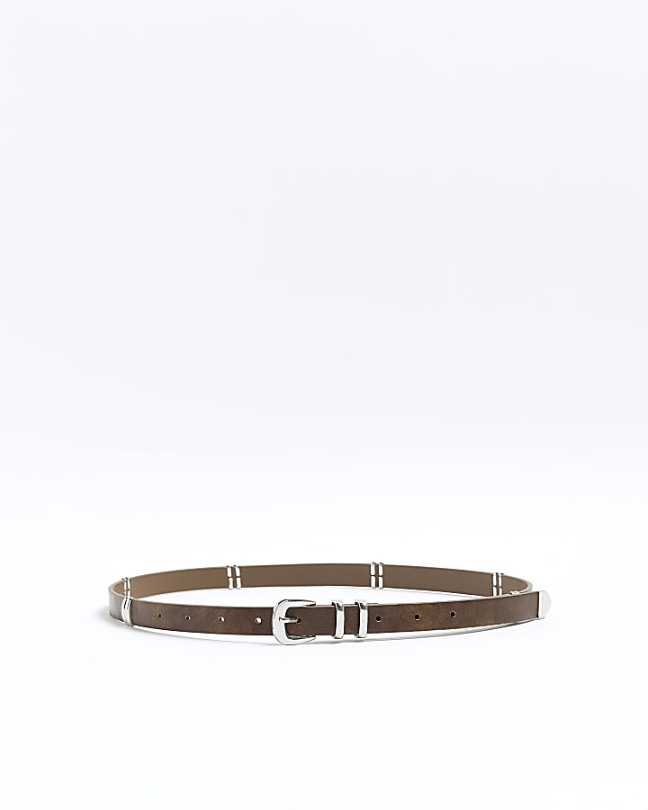 Brown skinny belt