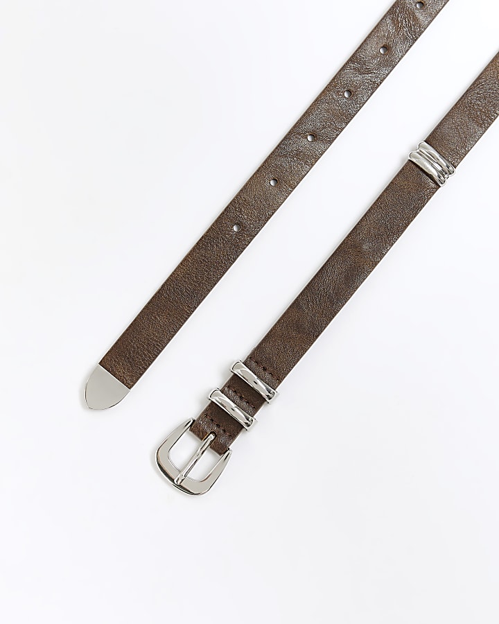 Brown skinny belt