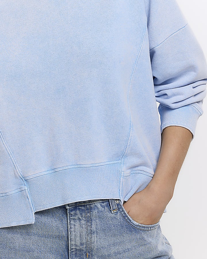Blue washed asymmetric sweatshirt