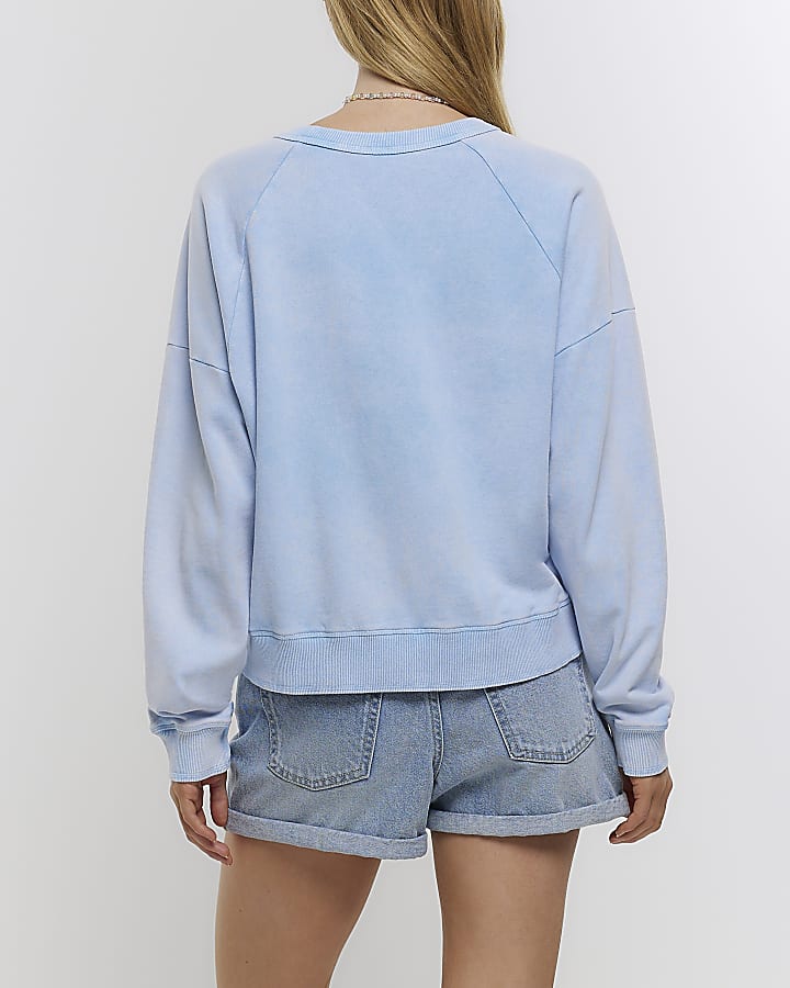 Blue washed asymmetric sweatshirt