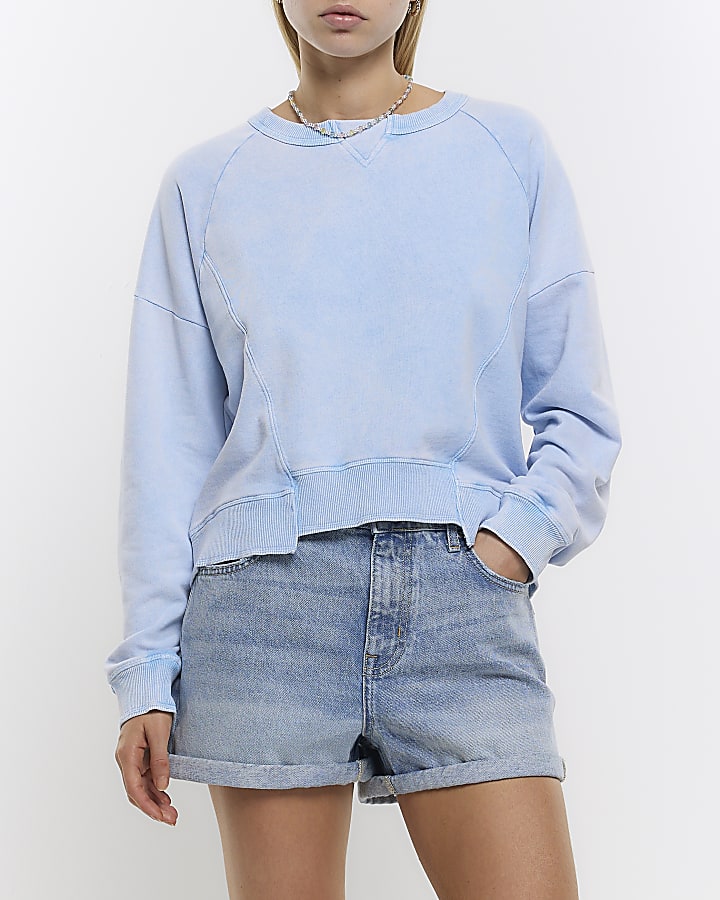 Blue washed asymmetric sweatshirt