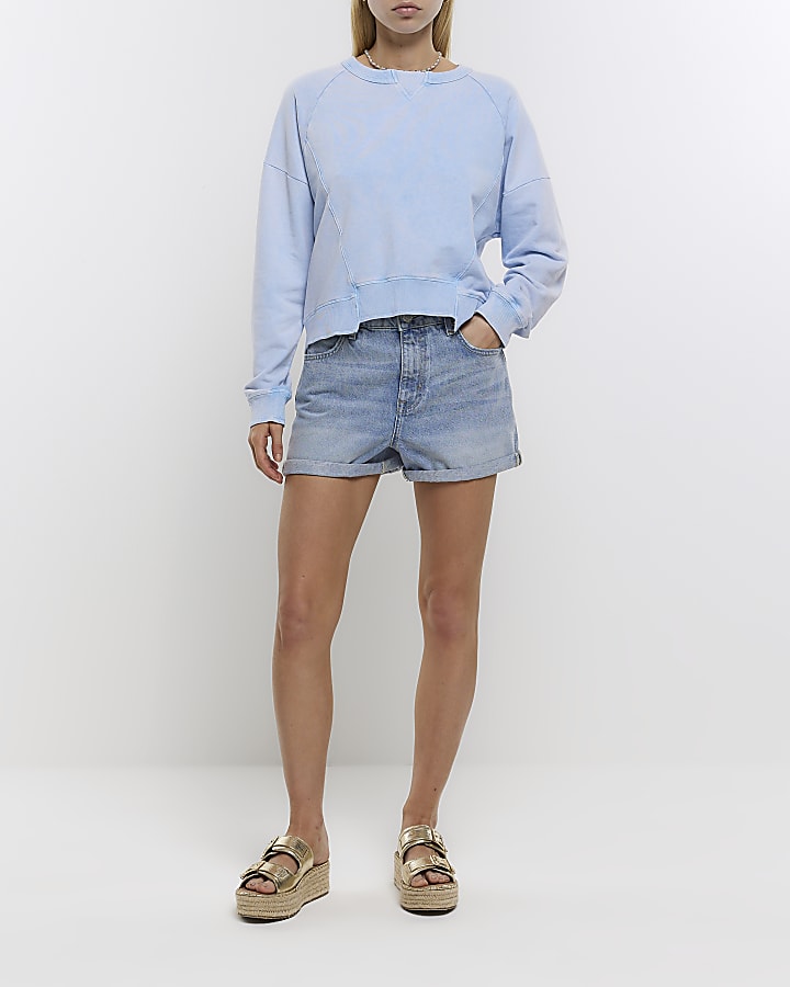 Blue washed asymmetric sweatshirt