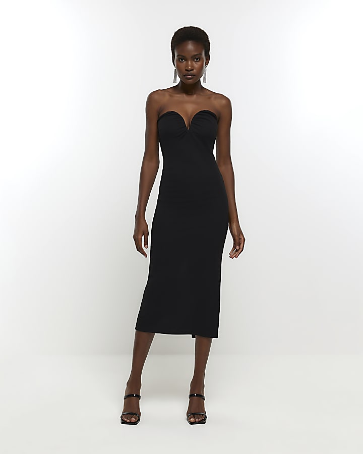 Plunge black dress best sale