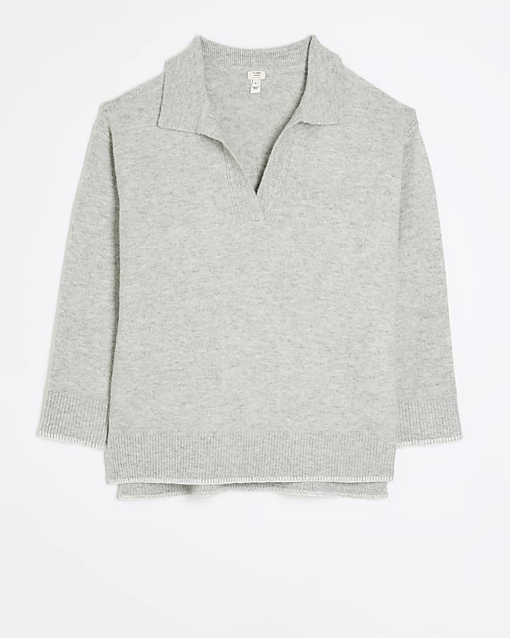 Grey collared cosy jumper