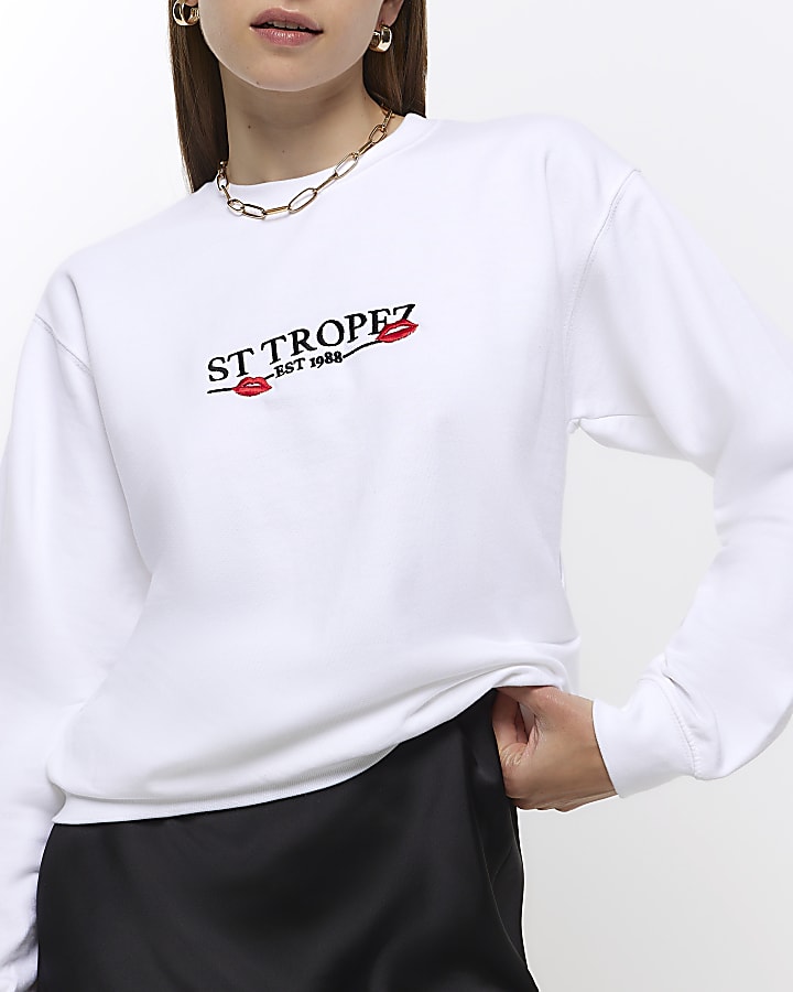 White graphic print sweatshirt