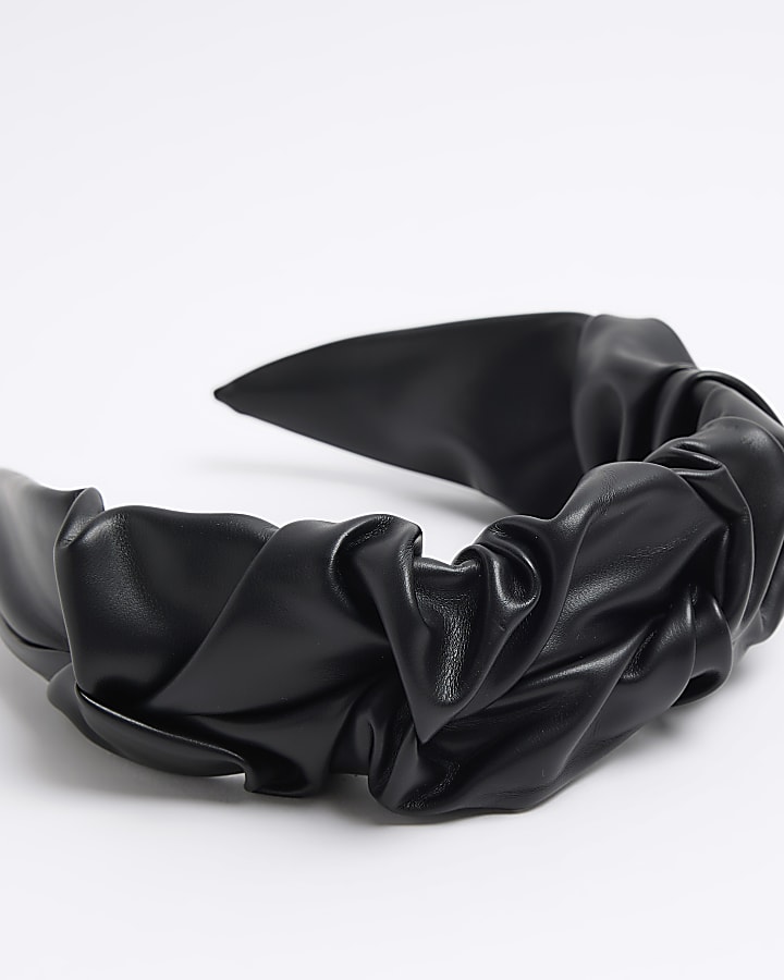 Black leopard print padded headband