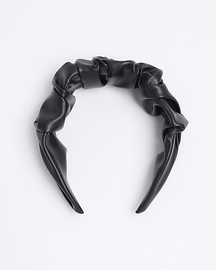 Black leopard print padded headband