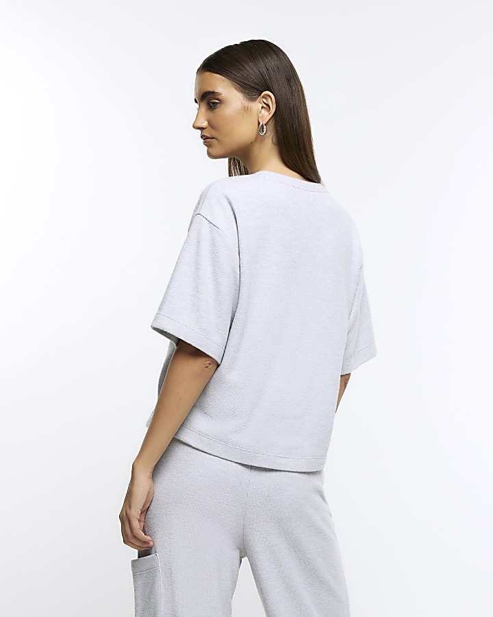 Silver oversized cargo lounge t-shirt