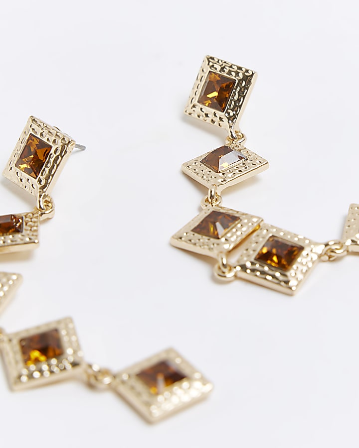 Orange resin drop earrings